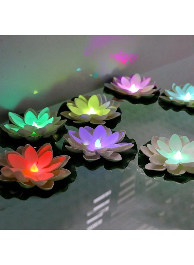 LACGO 12 Floating Lotus Lights - Waterproof Artificial LED Lotus Battery Operated Water Activated Color Changing Fake Lights for Swimming Pool Pond Garden Lantern, - Image 2