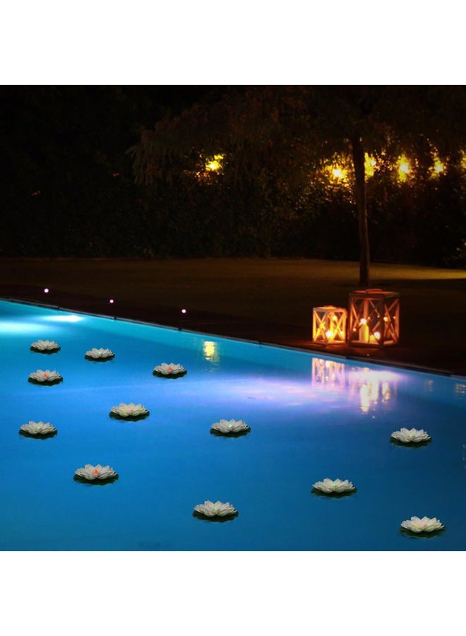 LACGO 12 Floating Lotus Lights - Waterproof Artificial LED Lotus Battery Operated Water Activated Color Changing Fake Lights for Swimming Pool Pond Garden Lantern, - Image 5