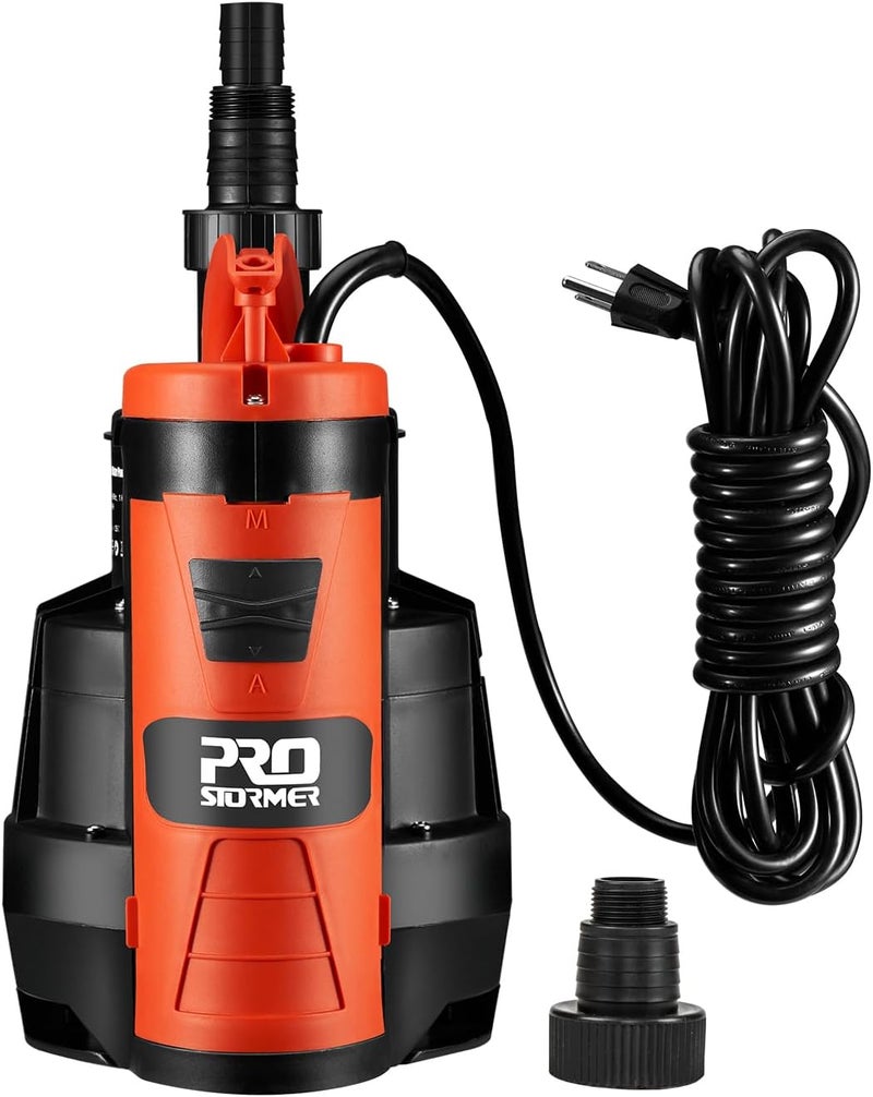 Prostormer Sump Pump, 1/2HP 2110GPH Sumbersible Water Pump, Portable Electric Pump with Build-in Float Switch for pool draining, Crop Irrigation, Yard and Flooded Cellar - Image 1