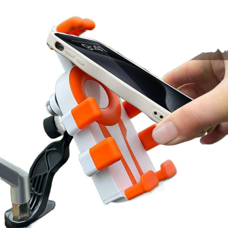 Secure Grip Phone Holder Motorcycle & Bicycle for Riding and Navigation and Rearview Mirror Mount for Universal Fit in Orange - Image 3