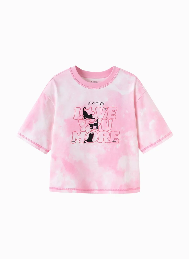 Balabala Kids Girl Round v-neck short-sleeved T-shirt