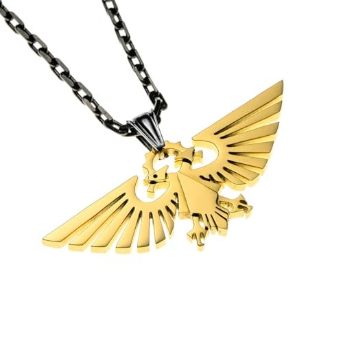 Starforged Warhammer 40000 Imperial Aquila WH40 Men's Stainless Steel Necklace Gold Plated Pendant - Image 1
