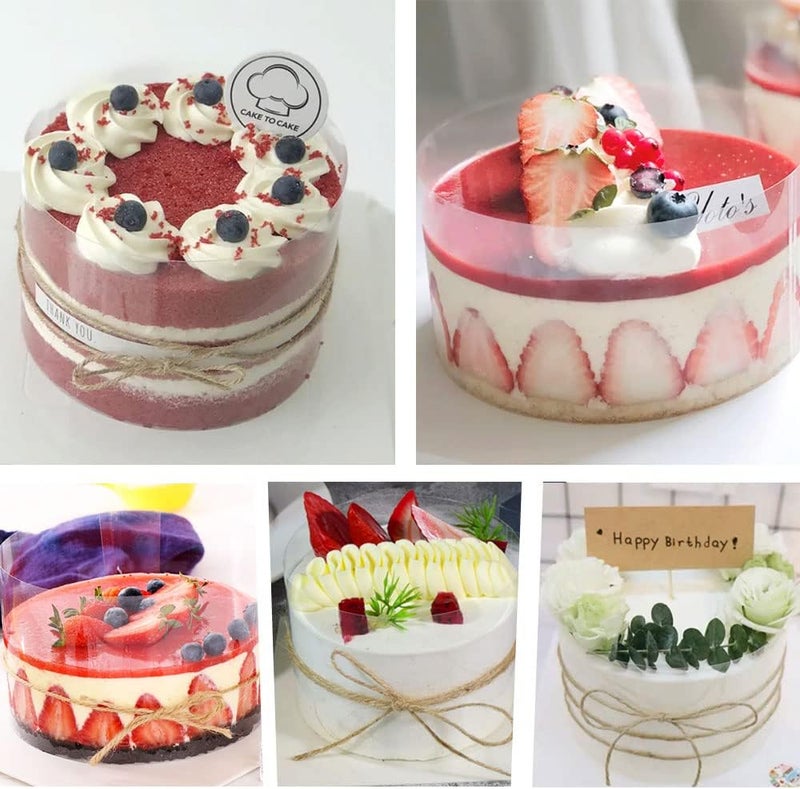 DATANYA Cake Collars 8 Inch Acetate Rolls Clear Acetate Sheets Transparent Mousse Cake Collar Cake Strips for Baking, Surrounding Edge Decorating + Bonus with Delicate Stickers(8 x 394inch) - Image 5