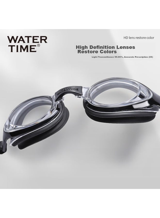 Watertime/shuichuan Swimming Goggles With Prescription Anti-fog Lenses, Large Frame Adult Swimming Gl, Deep Black, 150 Degrees - Image 5
