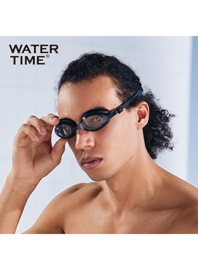 Watertime/shuichuan Swimming Goggles With Prescription Anti-fog Lenses, Large Frame Adult Swimming Gl, Deep Black, 150 Degrees - Image 1