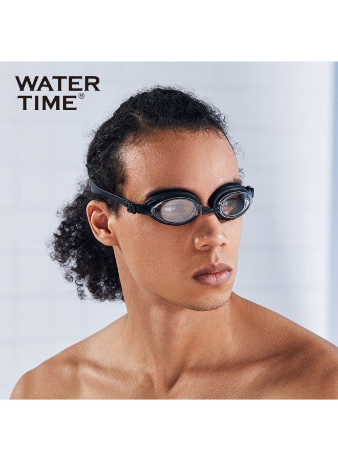 Watertime/shuichuan Swimming Goggles With Prescription Anti-fog Lenses, Large Frame Adult Swimming Gl, Deep Black, 150 Degrees - Image 2