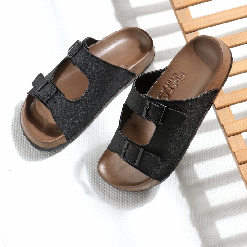 Face Black Sandals for Men with Arch Support - Image 3