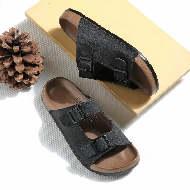 Face Black Sandals for Men with Arch Support - Image 4