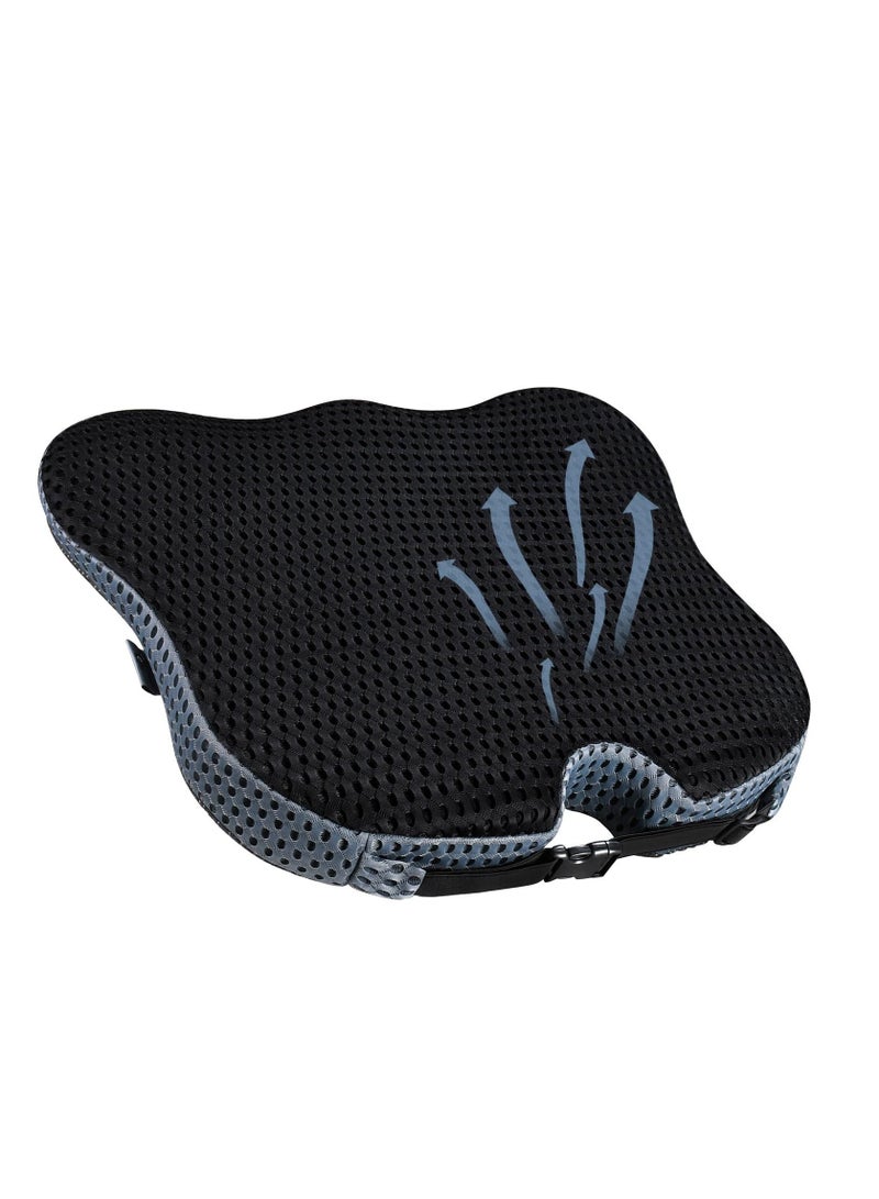 Arabest وسادة مقعد السيارة إسفين لسائق/راكب مقعد السيارة - وسائد مقعد السيارة للقيادة لتحسين الرؤية/الوضعية - وسادة مقعد سيارة من الإسفنج الذكي لألم الورك (غطاء شبكي، أسود) - Image 1