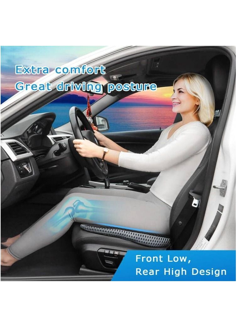 Arabest وسادة مقعد السيارة إسفين لسائق/راكب مقعد السيارة - وسائد مقعد السيارة للقيادة لتحسين الرؤية/الوضعية - وسادة مقعد سيارة من الإسفنج الذكي لألم الورك (غطاء شبكي، أسود) - Image 2