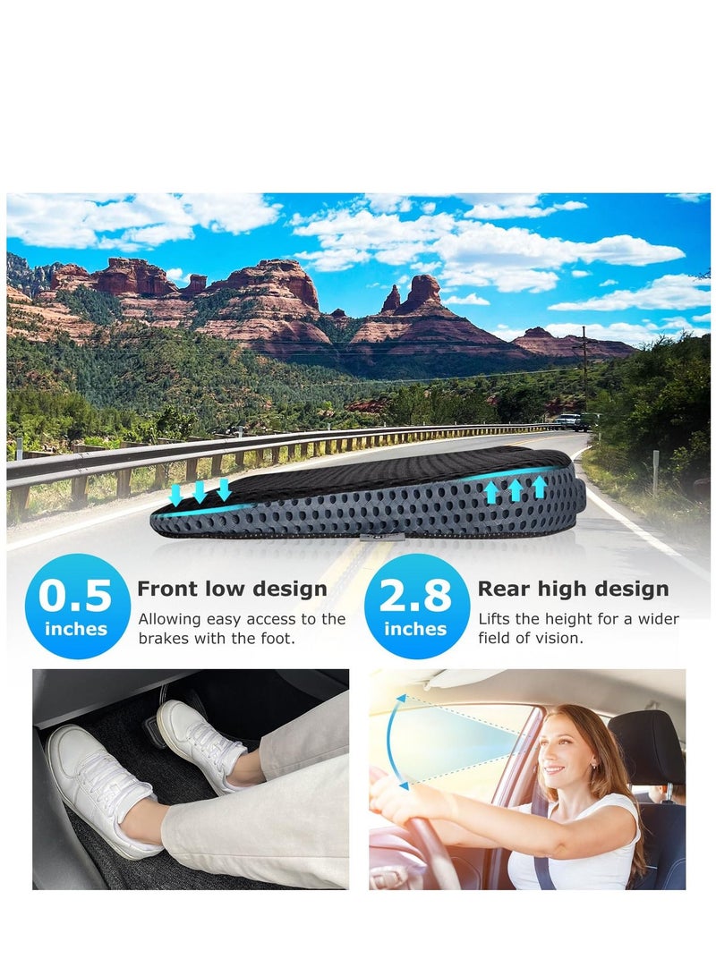 Arabest وسادة مقعد السيارة إسفين لسائق/راكب مقعد السيارة - وسائد مقعد السيارة للقيادة لتحسين الرؤية/الوضعية - وسادة مقعد سيارة من الإسفنج الذكي لألم الورك (غطاء شبكي، أسود) - Image 3