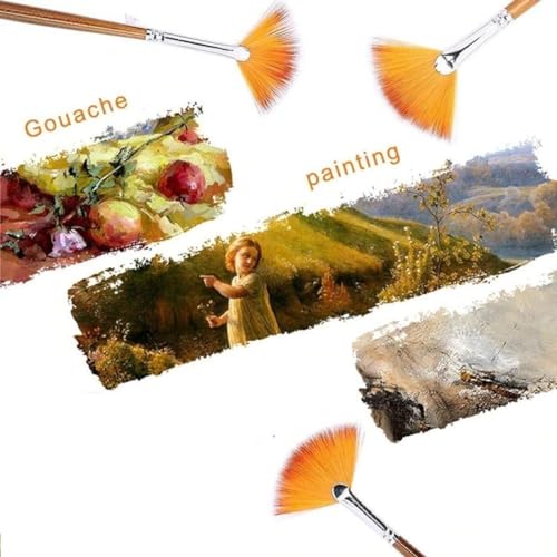 KRYTONE�Synthetic Fan Brushes for Painting Art Craft (Fan Size- 2, 6, 10)[Set of 3, Multicolour] (Model 2) - Image 5