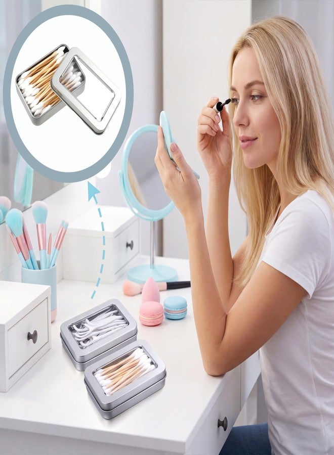 حامل أعواد قطنية للسفر، قطعتان، حامل خيط تنظيف الأسنان محمول، حاوية أعواد قطنية، منظم ربطات شعر معدني فارغ، موزع أعواد قطنية للعناية بالفم، مناسب للأدوية والعناية بالفم، الفنادق، العشاء، تنظيف الأسنان - Image 5
