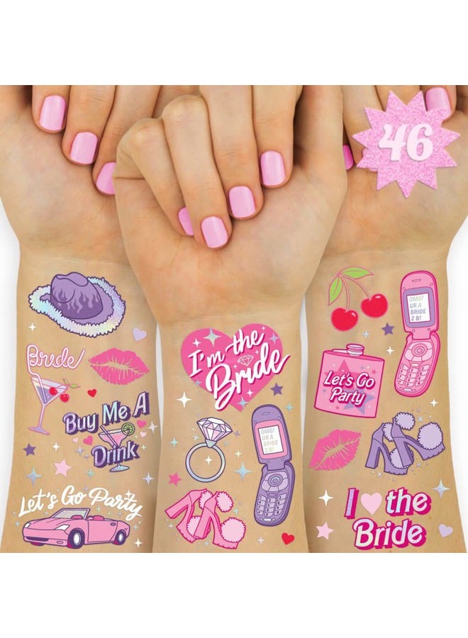 xo, Fetti Pink Bachelorette Temporary Tattoos - 46 Foil Styles | Bachelorette Party Decoration, Bach Party Favor, Girly Y2k, Cute - Image 1