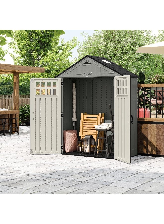suncast Compact Everett Storage Shed Dove Grey and Black 6 x 3ft BMS6312 - Image 2