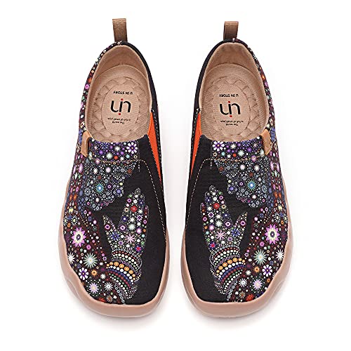 UIN Casual Women's Sneaker Art Painted Canvas Lightweight Slip-On Black Ladies Comortable Travel Shoes (Pray for Goodness, 6.5) - Image 1