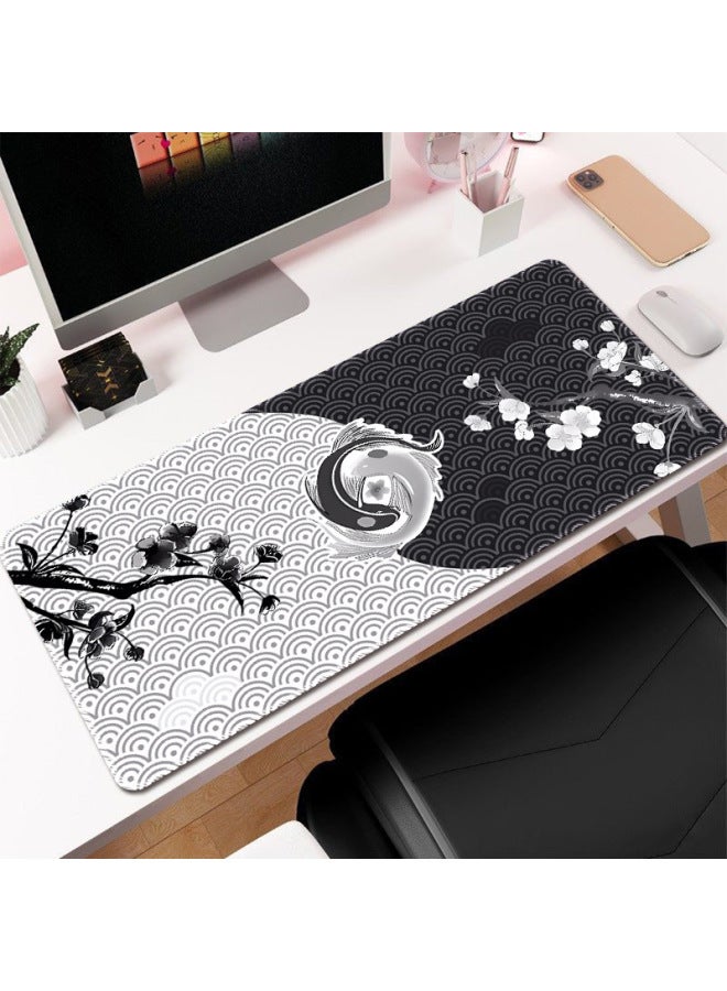 Ink Cherry Blossom Mouse Pad Large Office Desk Pad Dead Life Black And White Series Mouse Pad Rubber Non-slip-Color:300*800*2mm-Pattern:Style 9  - Image 1