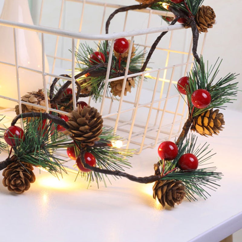 Christmas String Lights 6.56ft: 20pcs Warm White LEDs - Battery Operated Pine Cone & Red Berry Garland String Lights for Christmas Thanksgiving Wedding Birthday Decor - Image 5