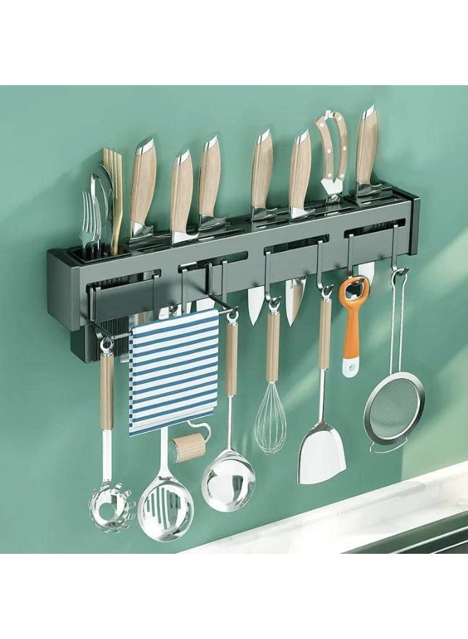 Kimaya Kitchen Knife Rack, Spoon Knife Organizer, Heavy Duty Iron Material Knife Holder, Utensils Organizer, Wall Mounted Spoon Organizer, Kitchen Cutlery Organizer with towel rack and 8 hooks. - Image 2