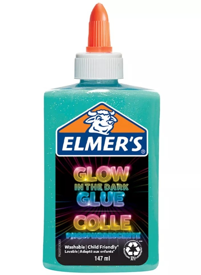 Elmers Elmer's Glow-in-the-Dark Liquid Glue, Great For Making Slime, Washable, Blue Color - Image 1