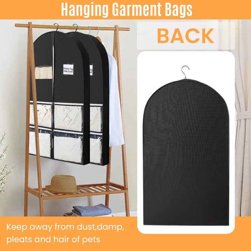HASTHIP® Garment Bag Dust Cover 49.2'' Long Dust Cover for Clothes, Non-woven Fabric Garment Cover with Clear Window and 4 Pockets Hanging Garment Bag for Clothes, Coats, Jackets, Suits, Shirts - Image 5