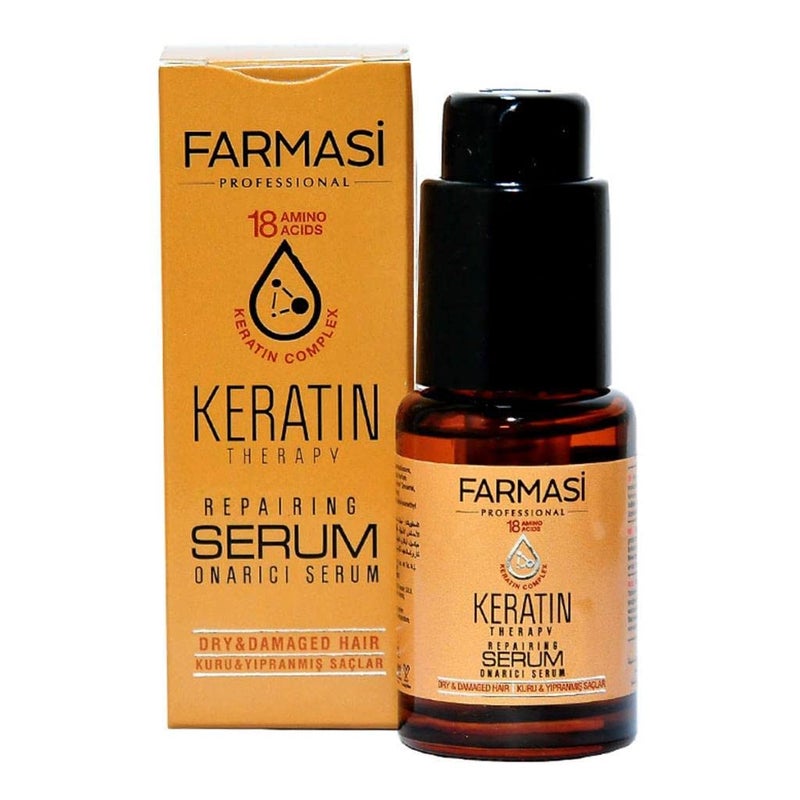 FARMASI Keratin Hair Serum Straightener for All Hair Types Including Curly and Wavy Hair Helps Rejuvenate the Hair Leaving It Smooth and Shiny 1 fl oz  30 ml
