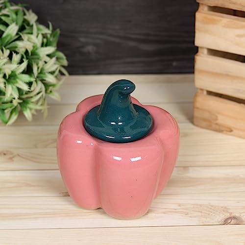 QIMACPLUS Ceramic Capsicum Decorative Pickle Jar| Food Storage Jar | Multipurpose aachar, masala Jar For kitchen and Dining table 500 ML set of 1 Pink - Image 2
