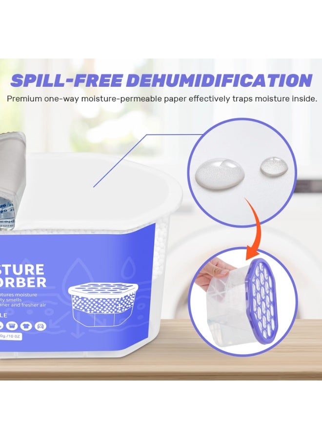 CLEVAST صناديق امتصاص الرطوبة 6 عبوات، صناديق مزيل الرطوبة للخزائن، مزيل رطوبة غير معطر للتعليق في خزائن الملابس، غرف النوم، الحمامات (280غ/عبوة) - Image 3