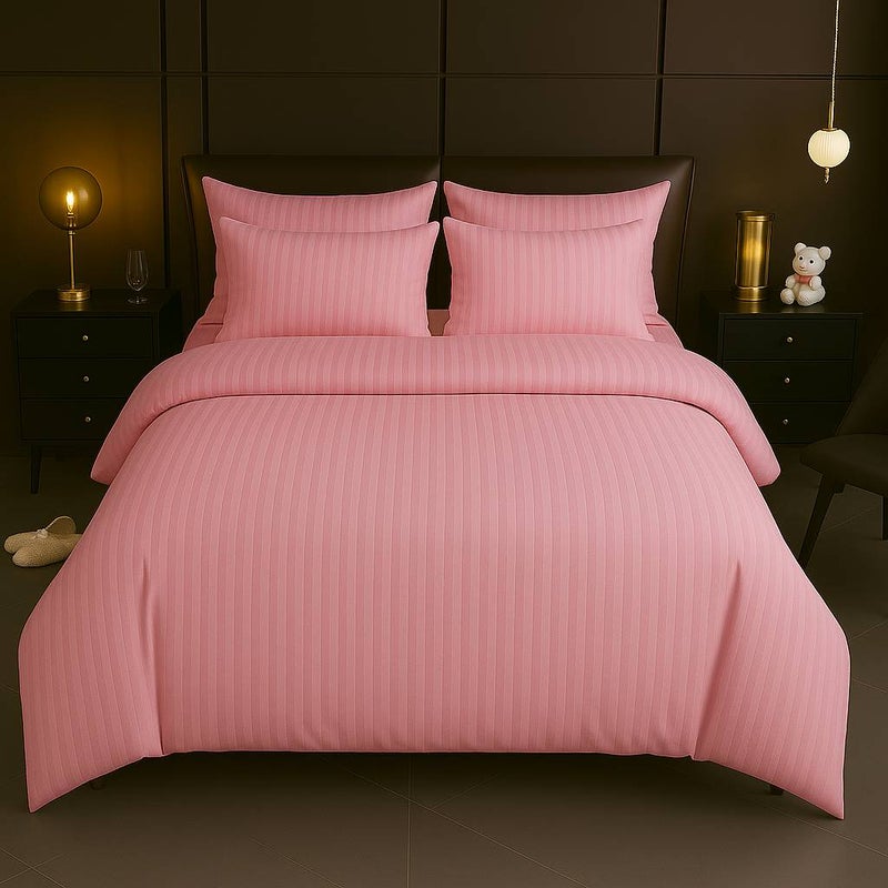 MAXQON 6-Piece Duvet Cover Set –King Size, Includes 1 Duvet Cover(220x240cm), 1 Fitted Sheet(180x200+30cm) 4 Pillowcases(53x75cm), Color Pink - Image 2