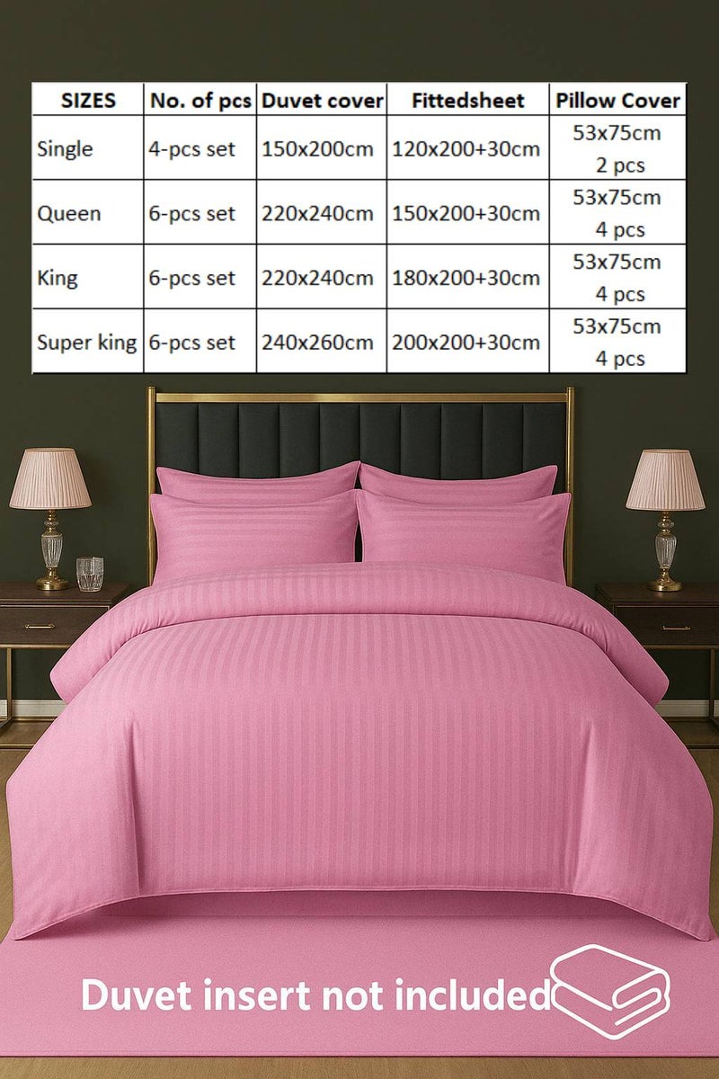 MAXQON 6-Piece Duvet Cover Set –King Size, Includes 1 Duvet Cover(220x240cm), 1 Fitted Sheet(180x200+30cm) 4 Pillowcases(53x75cm), Color Pink - Image 4