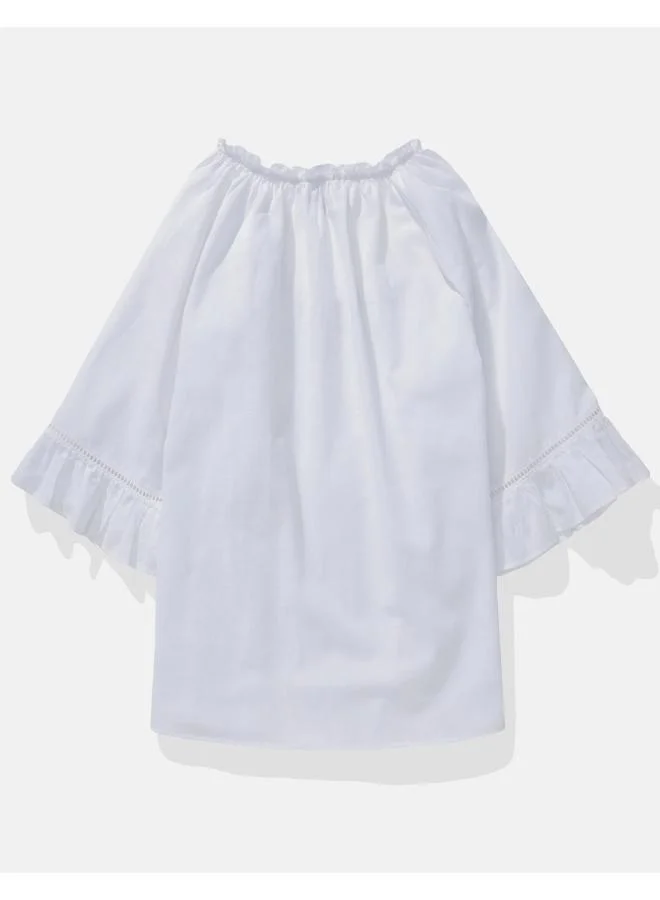 امريكان ايجل AE Linen-Blend Ruffle Blouse
