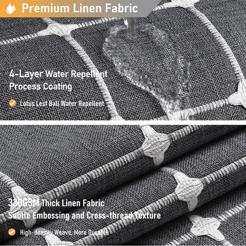 BTTN Charcoal Grey Boho Shower Curtain - Linen Rustic Heavy Duty Fabric Shower Curtain Set with Tassel  Farmhouse Bohemian Vintage Country Thick Cloth Shower Curtains for Bathroom - Gray - 72x72 - Image 3