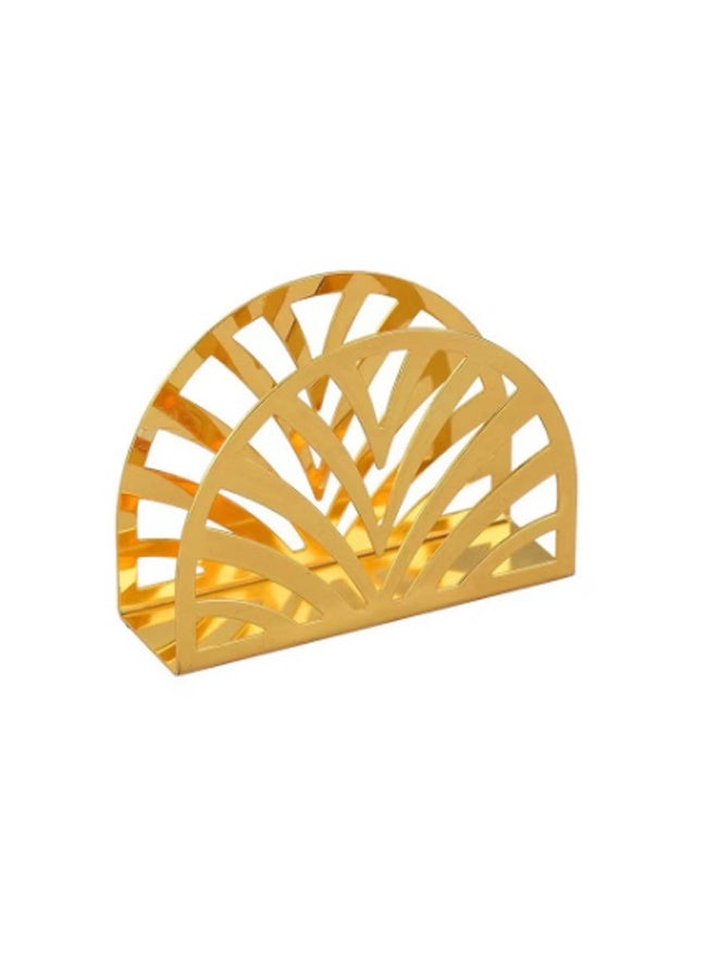 Golden metal napkin holder, triangular vertical napkin storage rack, suitable for kitchen and dining table, elegant household and picnic tissue dispenser - Image 1