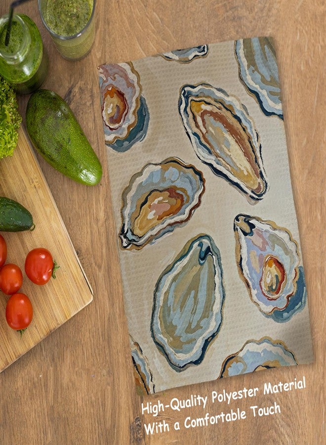 JINYO Oyster Beach Kitchen Towels, Coastal Kitchen Towels, Nautical Hand Towels for Bathroom, Beach Themed Gifts Dish Towels Tea Towels, Beach Kitchen Bathroom Decor, 16x24 Inch - Image 4
