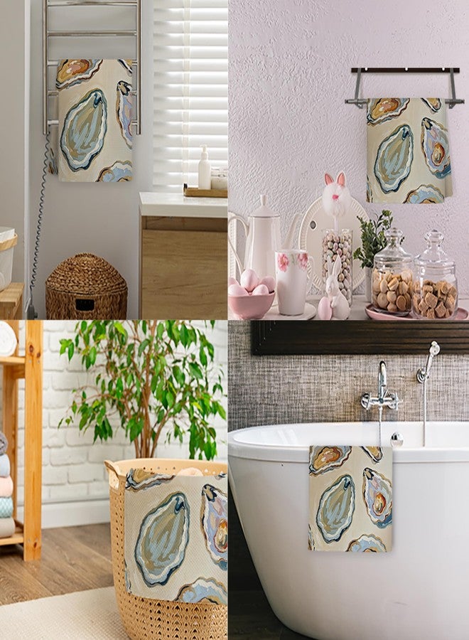JINYO Oyster Beach Kitchen Towels, Coastal Kitchen Towels, Nautical Hand Towels for Bathroom, Beach Themed Gifts Dish Towels Tea Towels, Beach Kitchen Bathroom Decor, 16x24 Inch - Image 3