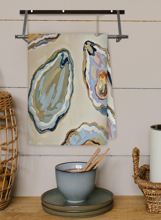 JINYO Oyster Beach Kitchen Towels, Coastal Kitchen Towels, Nautical Hand Towels for Bathroom, Beach Themed Gifts Dish Towels Tea Towels, Beach Kitchen Bathroom Decor, 16x24 Inch - Image 5