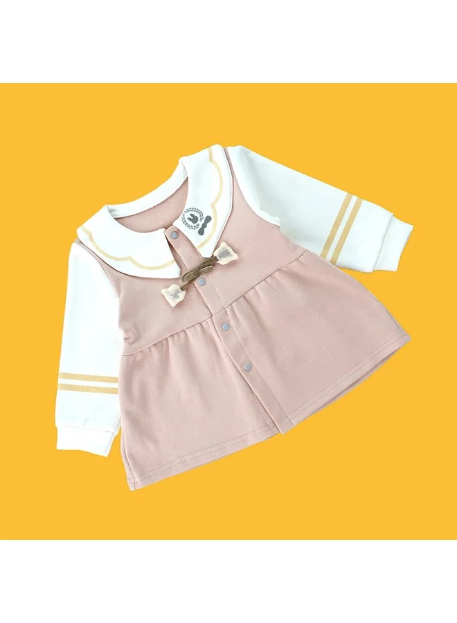 LITTLE SURPRISE BOX 2pcs Peach Scalloped Long Frock style Top with matching full Pants