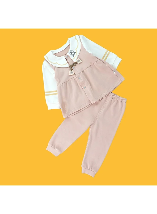 LITTLE SURPRISE BOX 2pcs Peach Scalloped Long Frock style Top with matching full Pants
