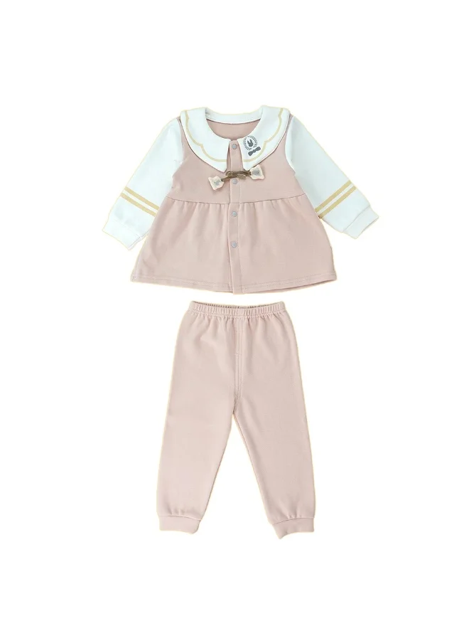 LITTLE SURPRISE BOX 2pcs Peach Scalloped Long Frock style Top with matching full Pants-12-18M