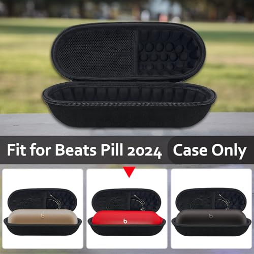 ICIMBI Hard Carrying Case for Beats Pill 2024 Bluetooth Speaker,Shockproof Protective Travel Case with Foam Padding and Mesh Pocket for New Beats Pill Accessories,Black - Image 2