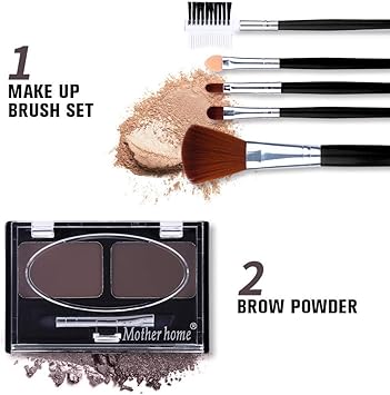 QiBest مجموعة هدايا مكياج شاملة 12 لون من ظلال العيون، قلم كحل أسود مقاوم للماء، مجموعة بودرة حواجب مضغوطة، 5 فرش و حقيبة مكياج فضية رملية - Image 4