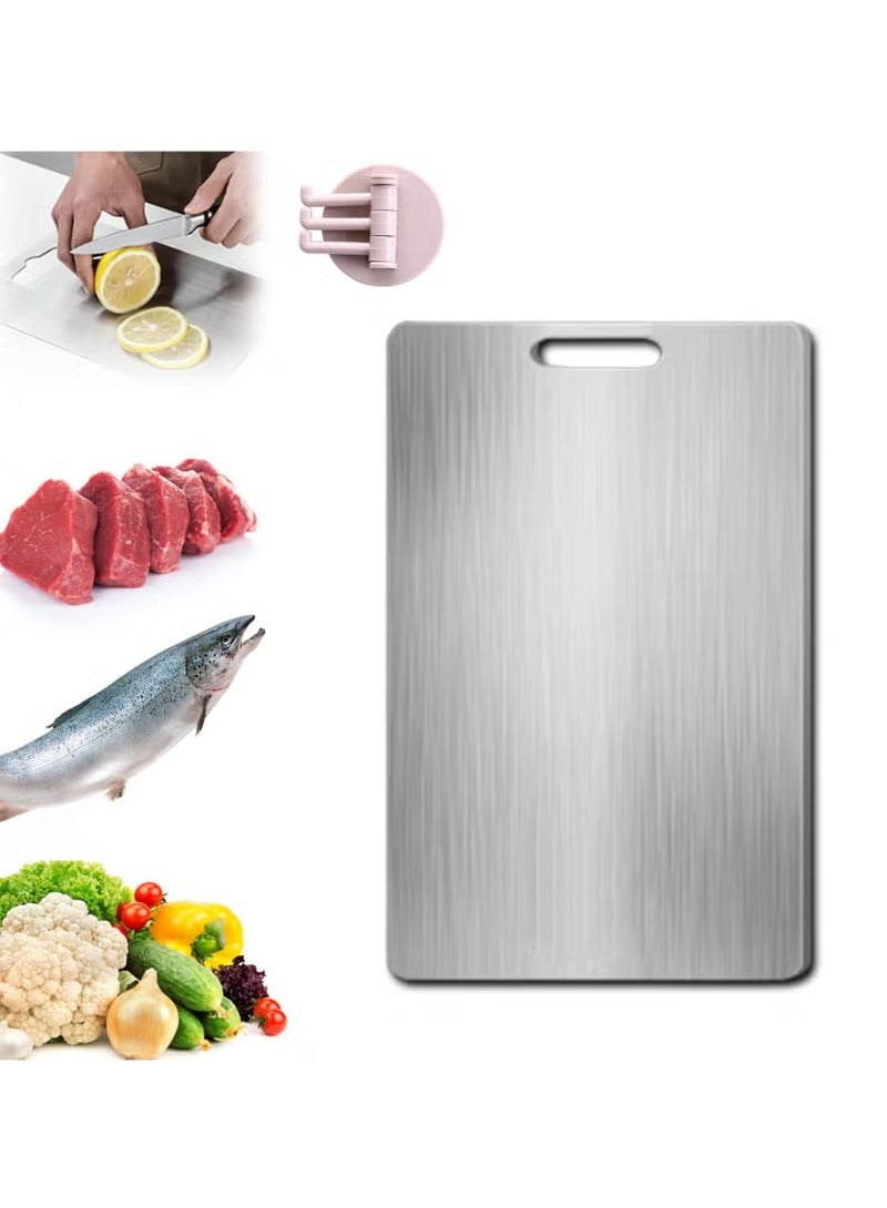هايدو لوح تقطيع من الفولاذ المقاوم للصدأ 304 للمطبخ، للحوم، الفواكه، المعجنات، البيتزا، الجبن، والخضروات، لوح تقطيع معدني لمنع الانزلاق من الجانبين، لوح عجين (39 * 28 سم) - Image 1