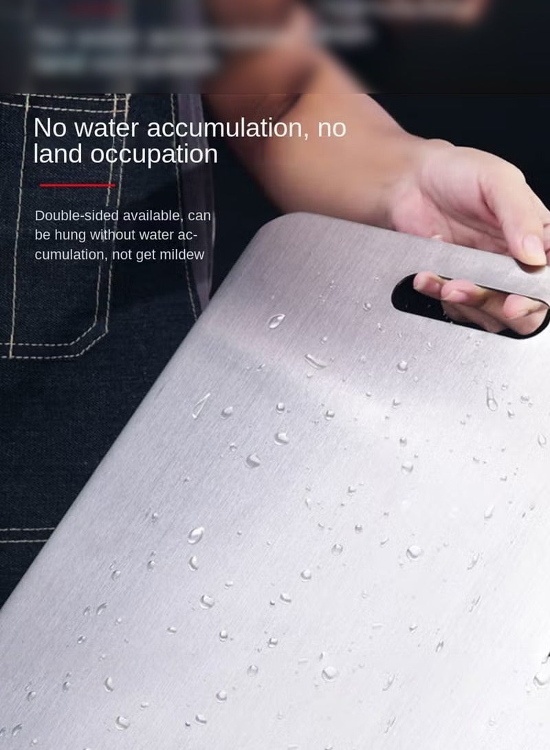 هايدو لوح تقطيع من الفولاذ المقاوم للصدأ 304 للمطبخ، للحوم، الفواكه، المعجنات، البيتزا، الجبن، والخضروات، لوح تقطيع معدني لمنع الانزلاق من الجانبين، لوح عجين (39 * 28 سم) - Image 3