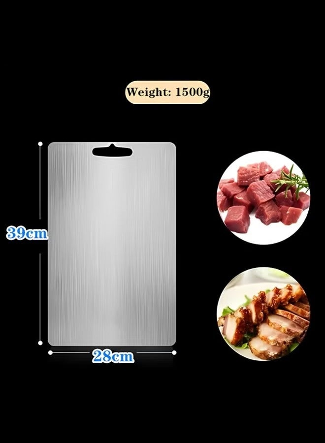 هايدو لوح تقطيع من الفولاذ المقاوم للصدأ 304 للمطبخ، للحوم، الفواكه، المعجنات، البيتزا، الجبن، والخضروات، لوح تقطيع معدني لمنع الانزلاق من الجانبين، لوح عجين (39 * 28 سم) - Image 4