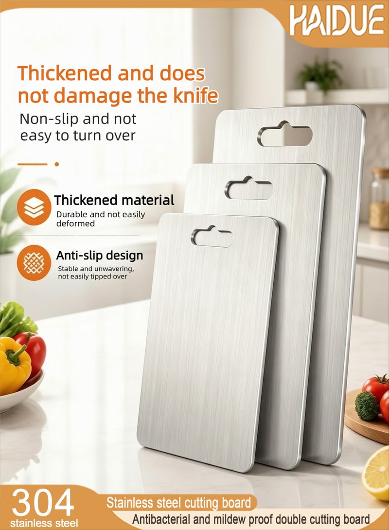 Haidue 304 Stainless Steel Cutting Board For Kitchen,Meat,Fruit,Pastry,Pizza,Cheese,Vegetable Metal Cutting Board,meat Cutting Board For Anti-skid Double Side,Dough Board（39 * 28cm） - Image 1