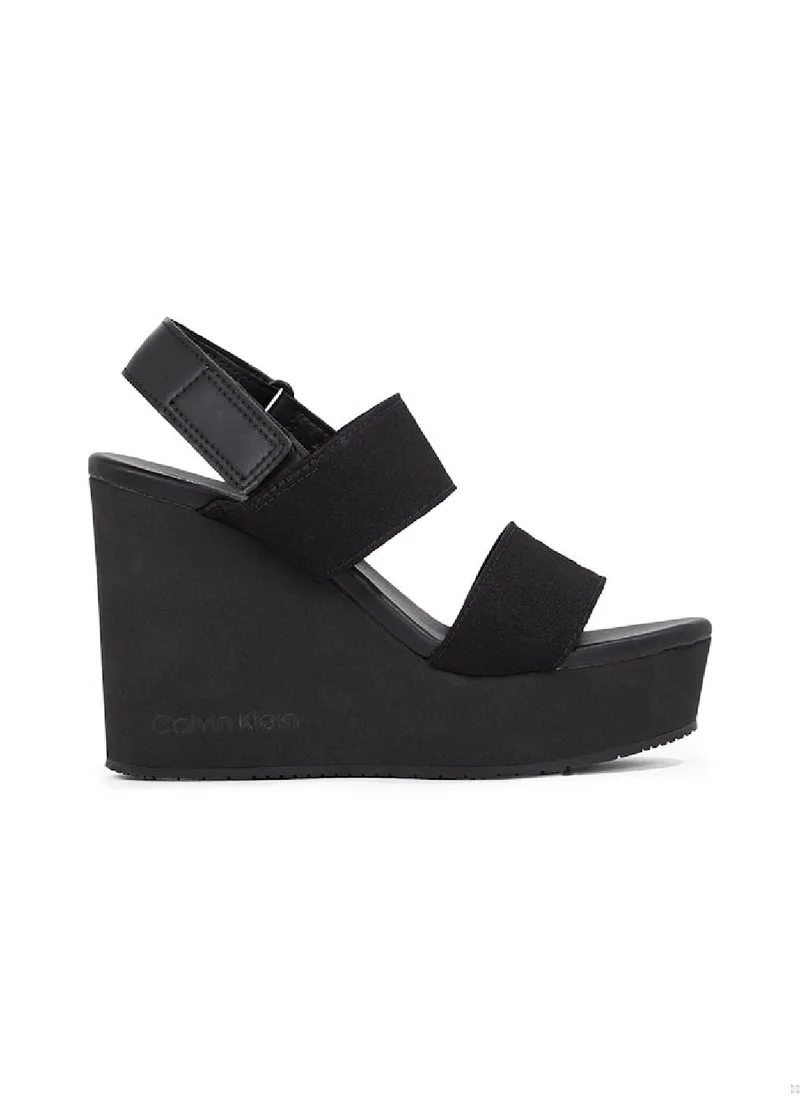 Calvin Klein Jeans Women's Canvas Platform Wedge Sandals - Cotton, Black