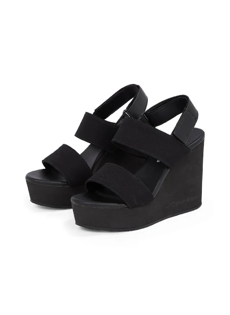 Calvin Klein Jeans Women's Canvas Platform Wedge Sandals - Cotton, Black