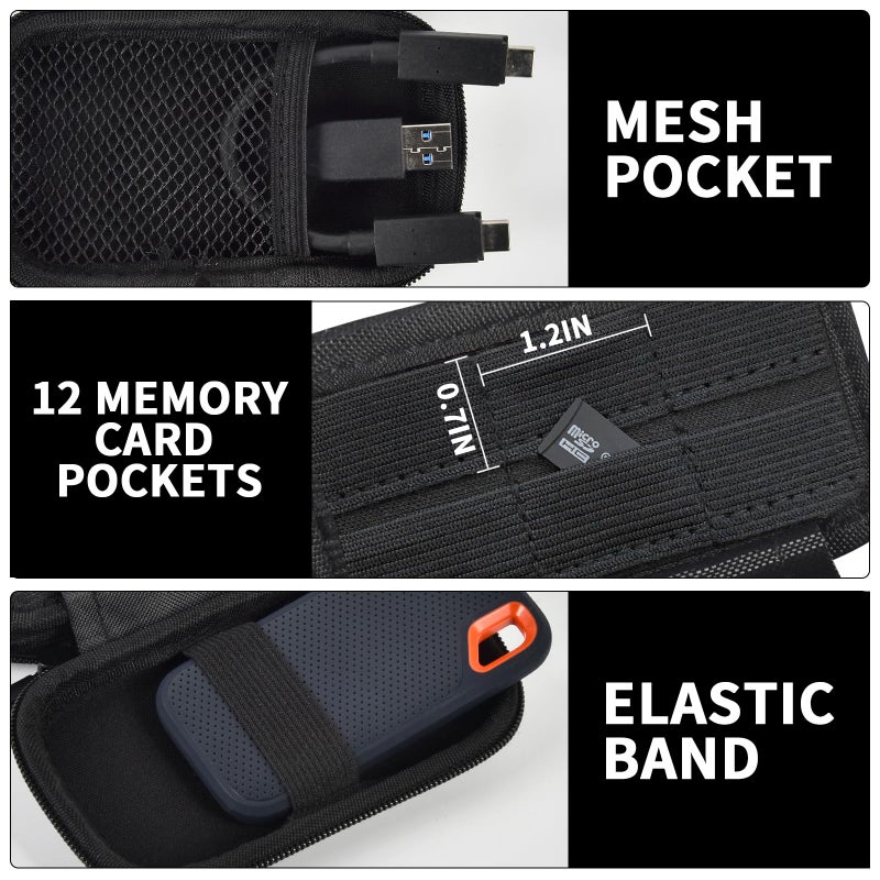 PAIYULE Case Compatible with SanDisk 1TB 2TB 4TB 500GB/for PRO Extreme Portable SSD External Solid State Hard Drive, Memory Card SD SDXC SDHC Card Storage Holder Organizer (Box Only) Black - Image 3