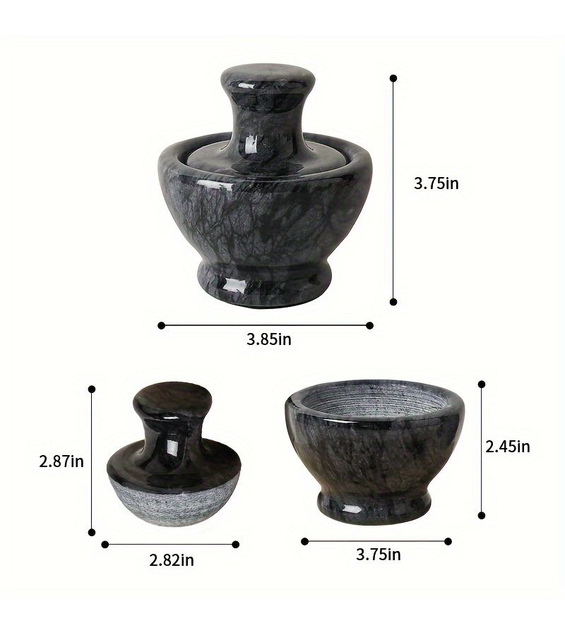 White Marble Mortar And Pestle Set 3.8 Inch Natural Stone Grinder - Image 3
