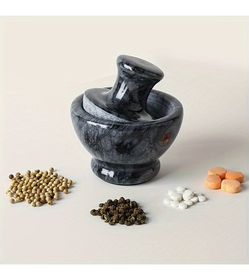 White Marble Mortar And Pestle Set 3.8 Inch Natural Stone Grinder - Image 2